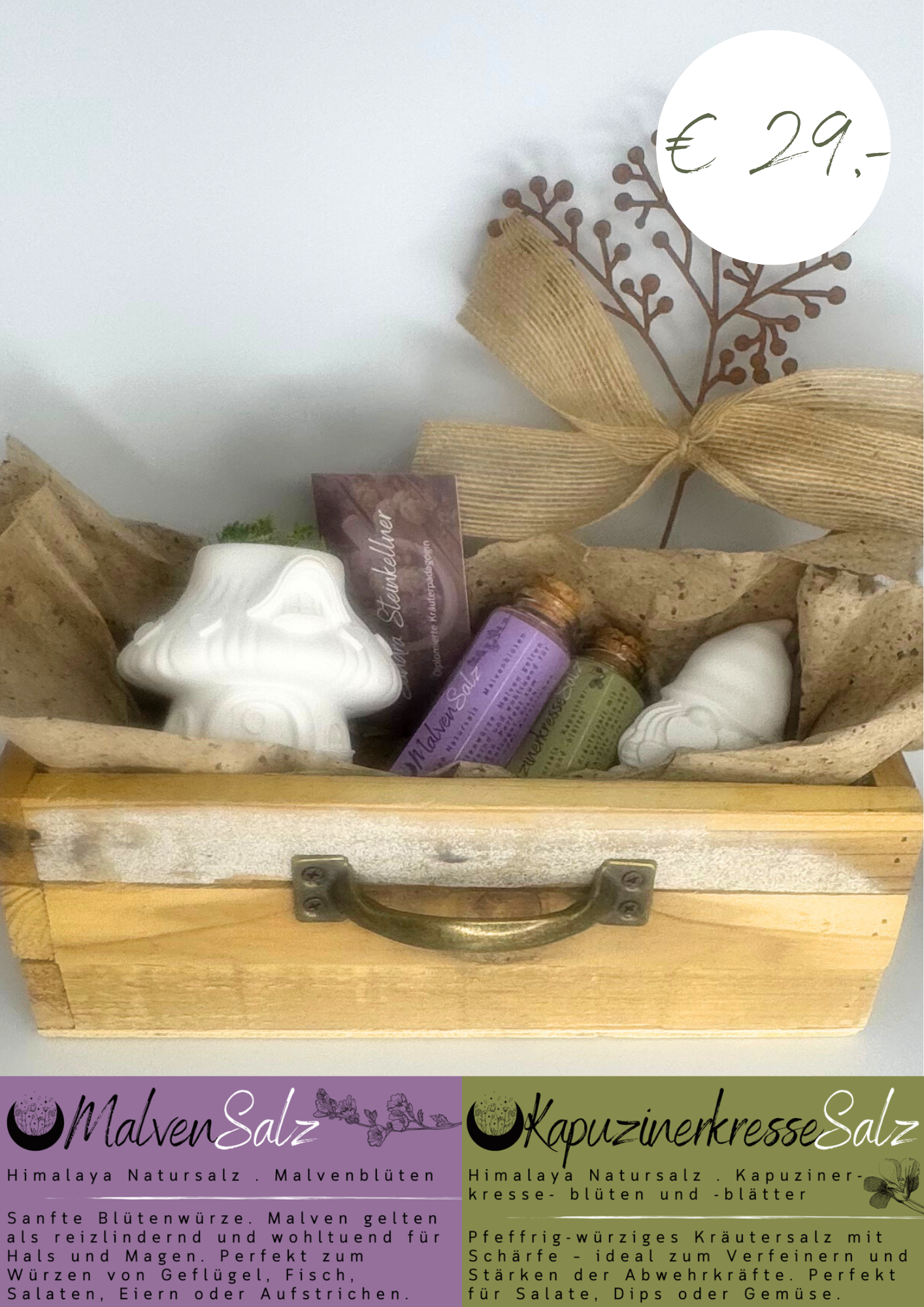 Set »Zwergenhaus« mit Malvensalz und Kapuzinerkressesalz
