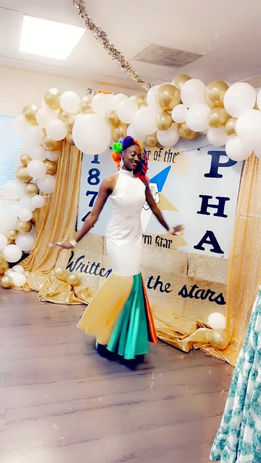 Sis Shay in her handmade OES Dress