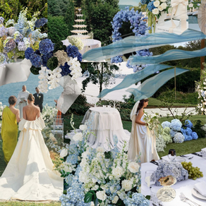 Blue green and white wedding aesthetic inspiration for Queensland summer wedding flowers and styling with colour palette guide