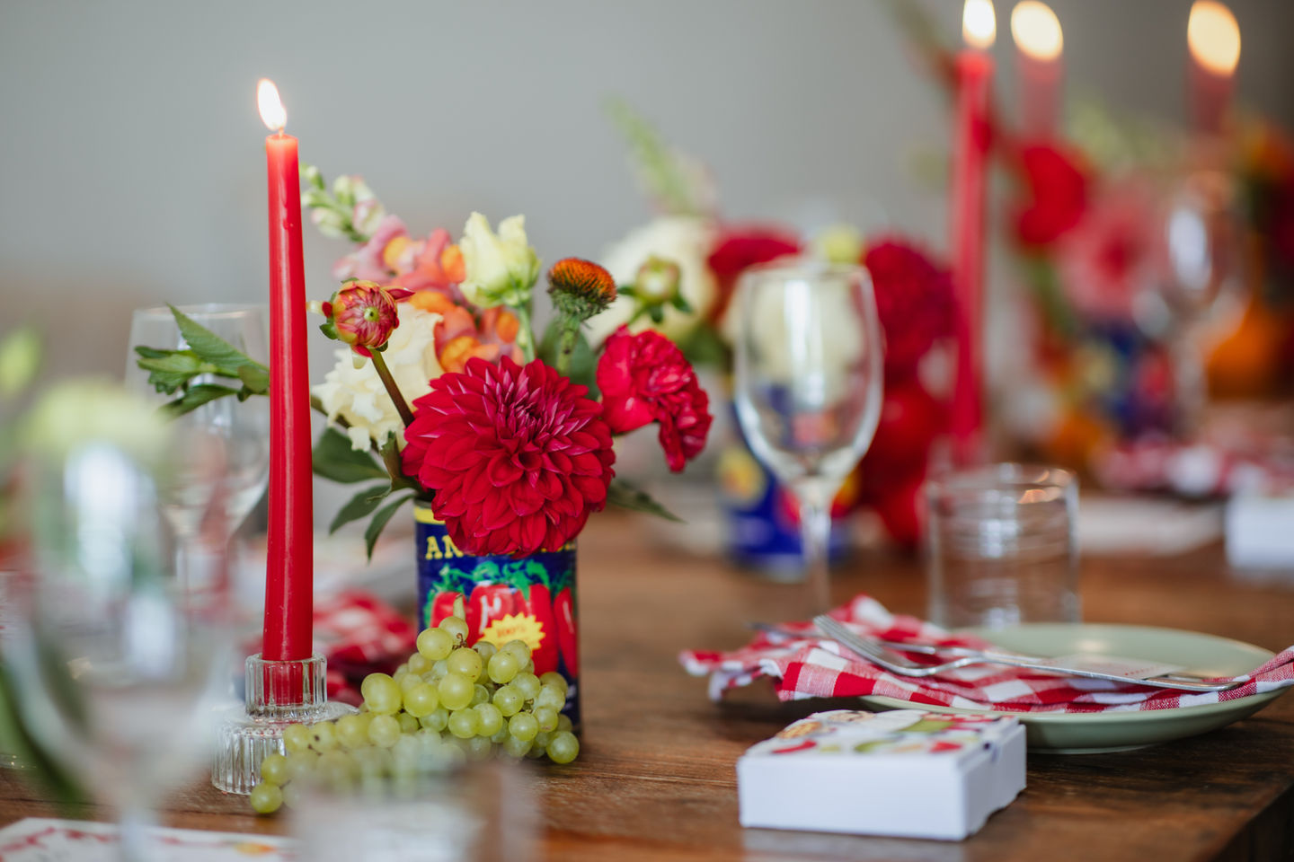 Birthday event with italian summer theme featuring floral , fruit , vegetable and candle styling as a unique florist installation in Camp Hill, Brisbane