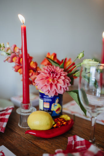 Birthday event with italian summer theme featuring floral , fruit , vegetable and candle styling as a unique florist installation in Camp Hill, Brisbane