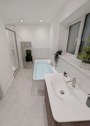 Classic traditional bathroom with modern twist project.