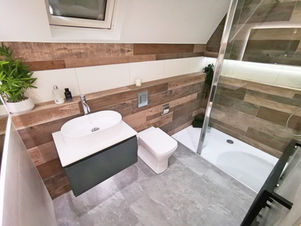 Rustic wood tile bathroom