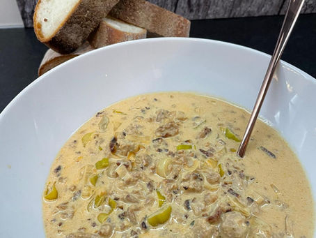 Vegetarische Käse-Lauch Suppe