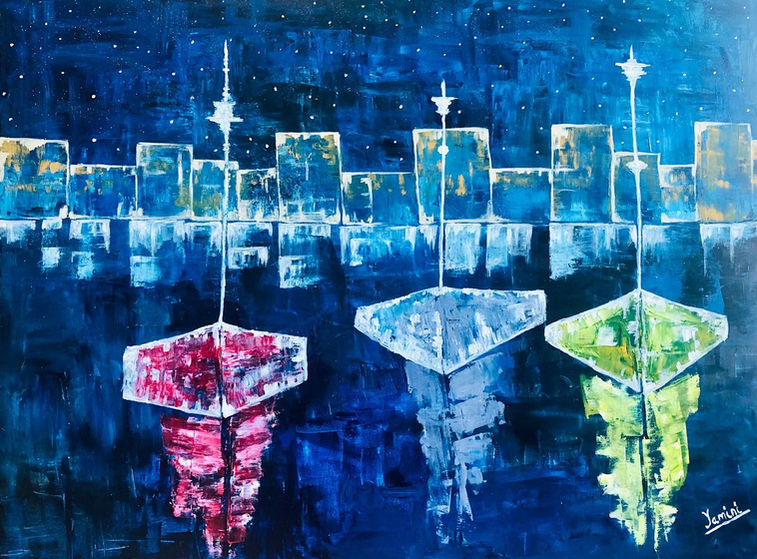 boats oil painting 