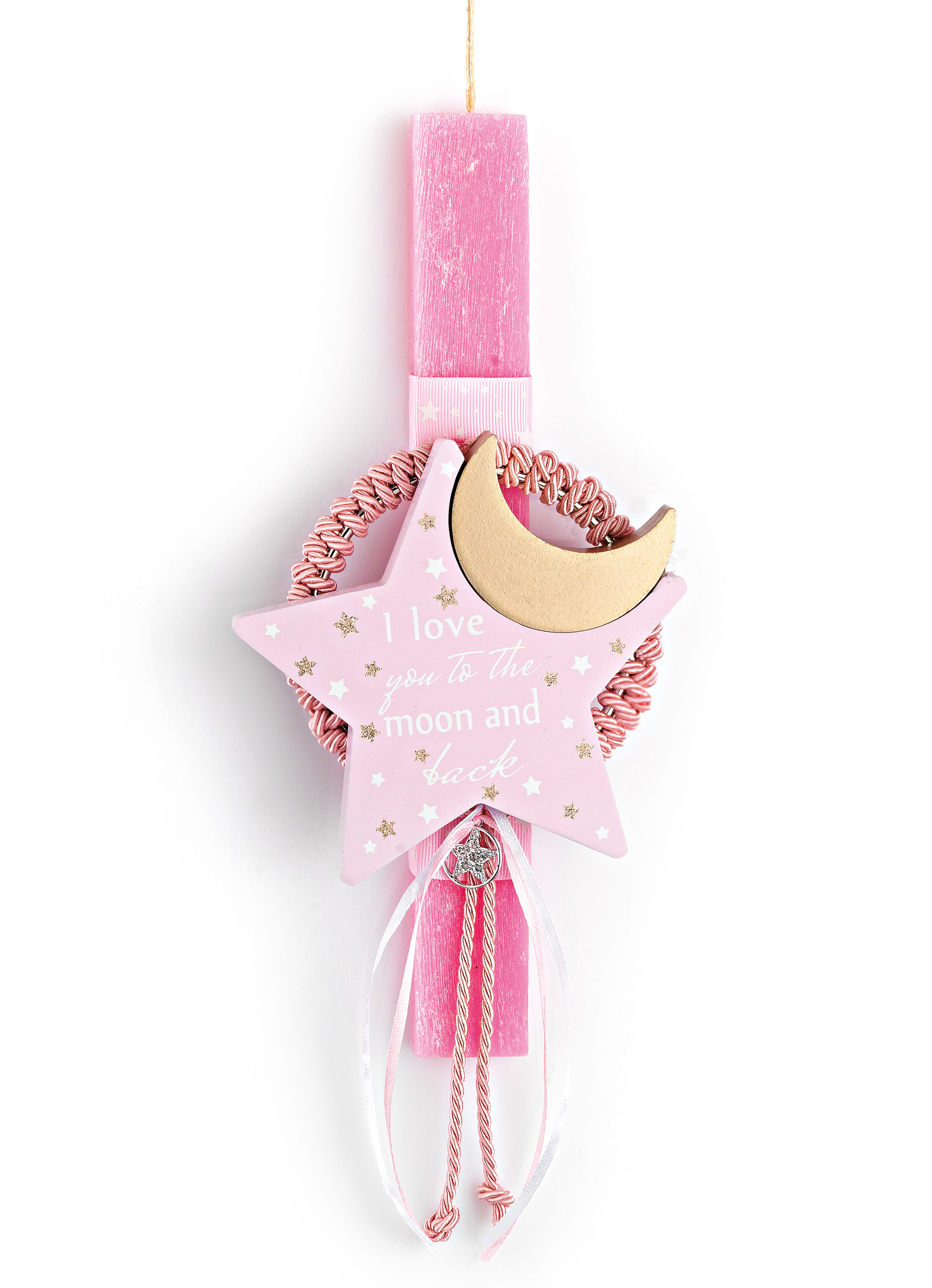 Easter candle with I love you to the moon and back