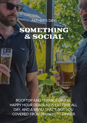 Celebrate Father’s Day at Something & Social with rooftop and terrace dining, happy hour specials, cold beers, and a menu from brunch to dinner. Kids eat free all day – the perfect North Shore spot to treat Dad.