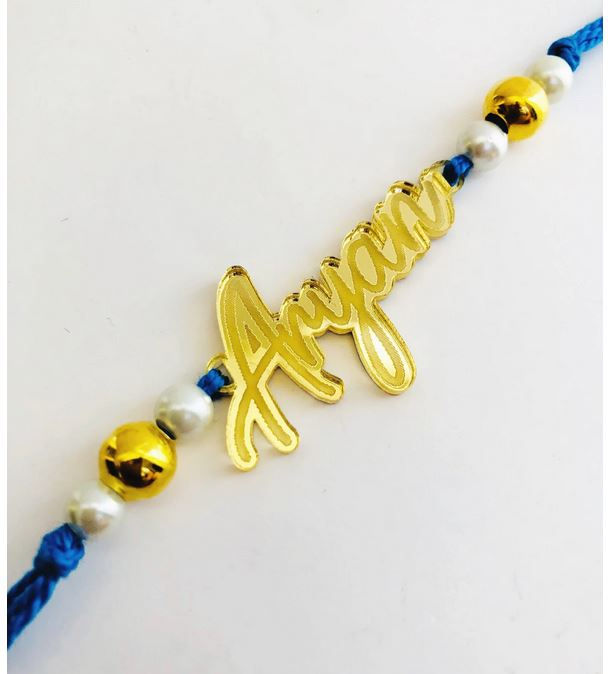 Thumbnail: Personalised Rakhi Gold Mirror Acrylic, Raksha Bhandan