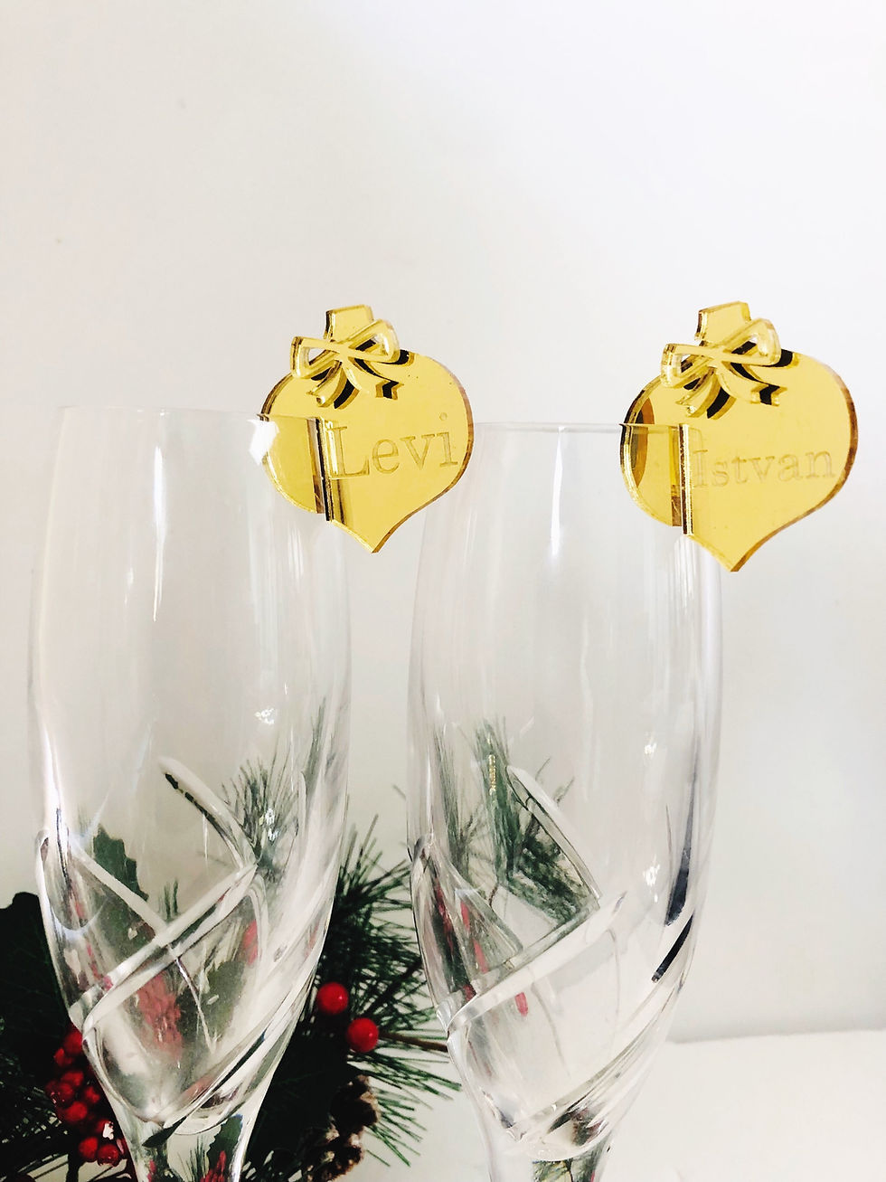 Thumbnail: Personalised Christmas Drink Tags Gold Mirror Acrylic