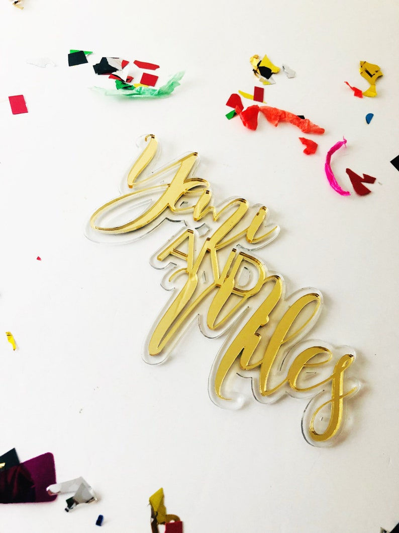 Thumbnail: Personalised Double Layer Wedding Acrylic Cake Charm