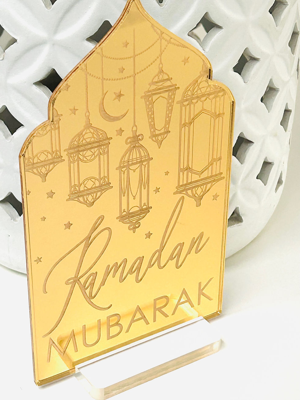 Thumbnail: Ramadan Mubarak acrylic sign | Eid Ramadan home decoration | Ramadan | Ramadan g