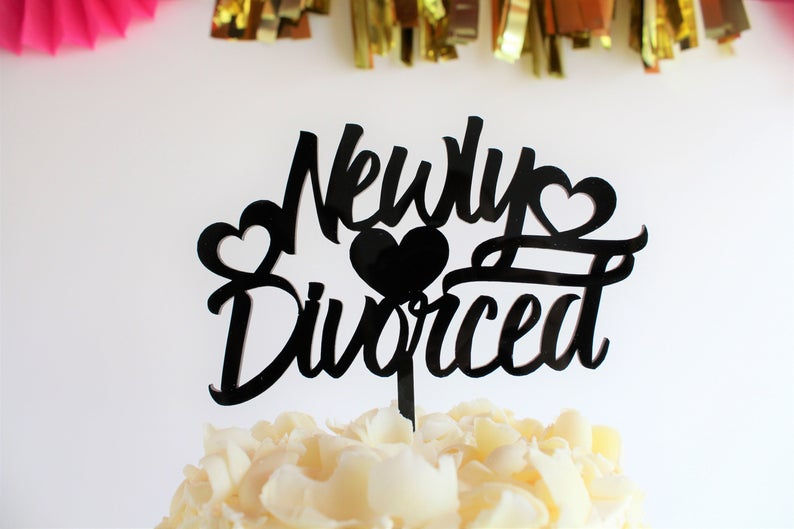 Thumbnail: Newly Divorced Black Acrylic Cake Topper