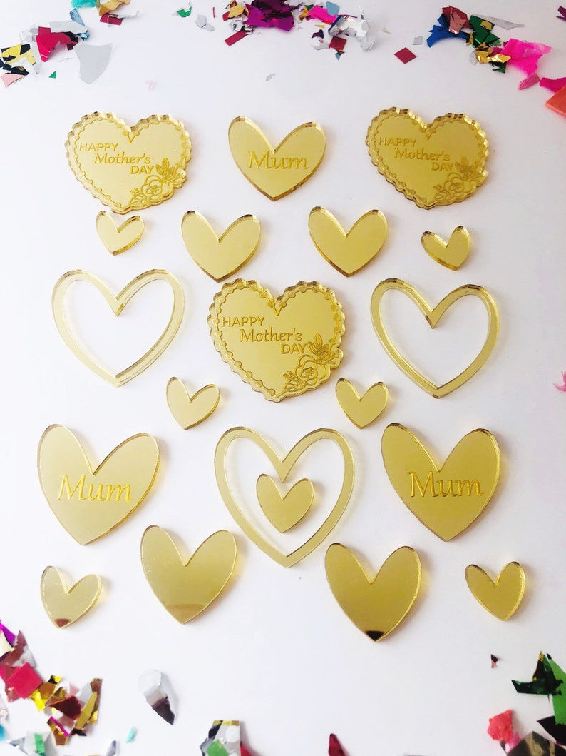 Thumbnail: Pack of 20 Mother's Day Gold Mirror Acrylic Cake Charm