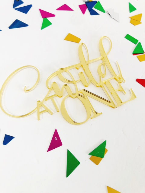 Thumbnail: WILD AT Age Gold Mirror Acrylic Birthday Cake Charms