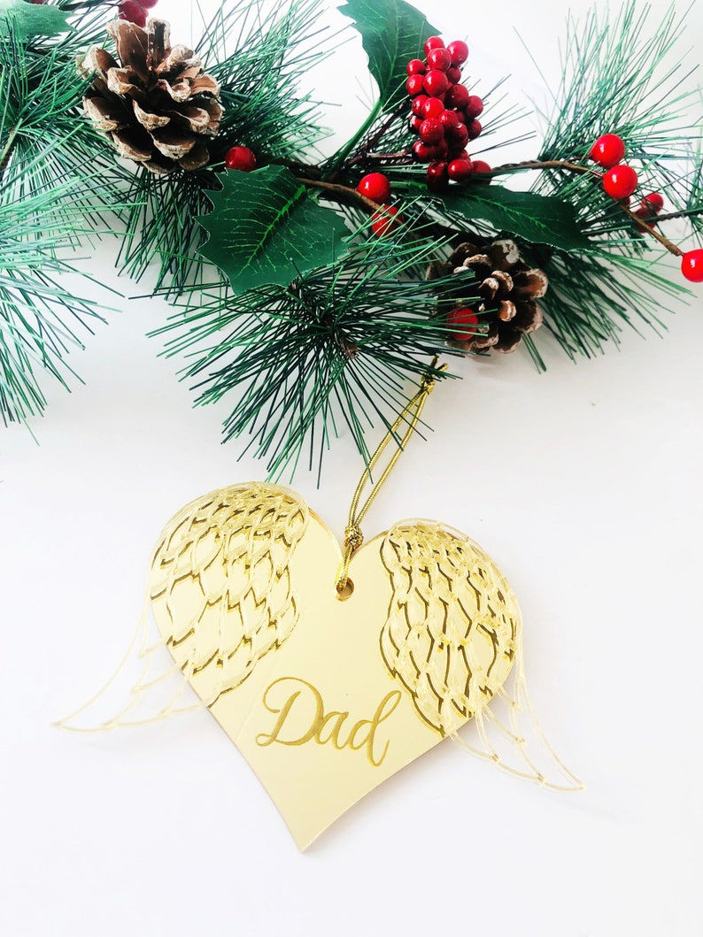 Thumbnail: Christmas Personalised Memorial Gold Mirror Acrylic Bauble