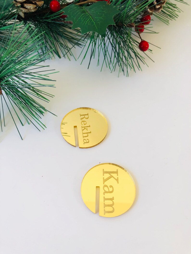 Thumbnail: Personalised Christmas Drink Tags Gold Mirror Acrylic