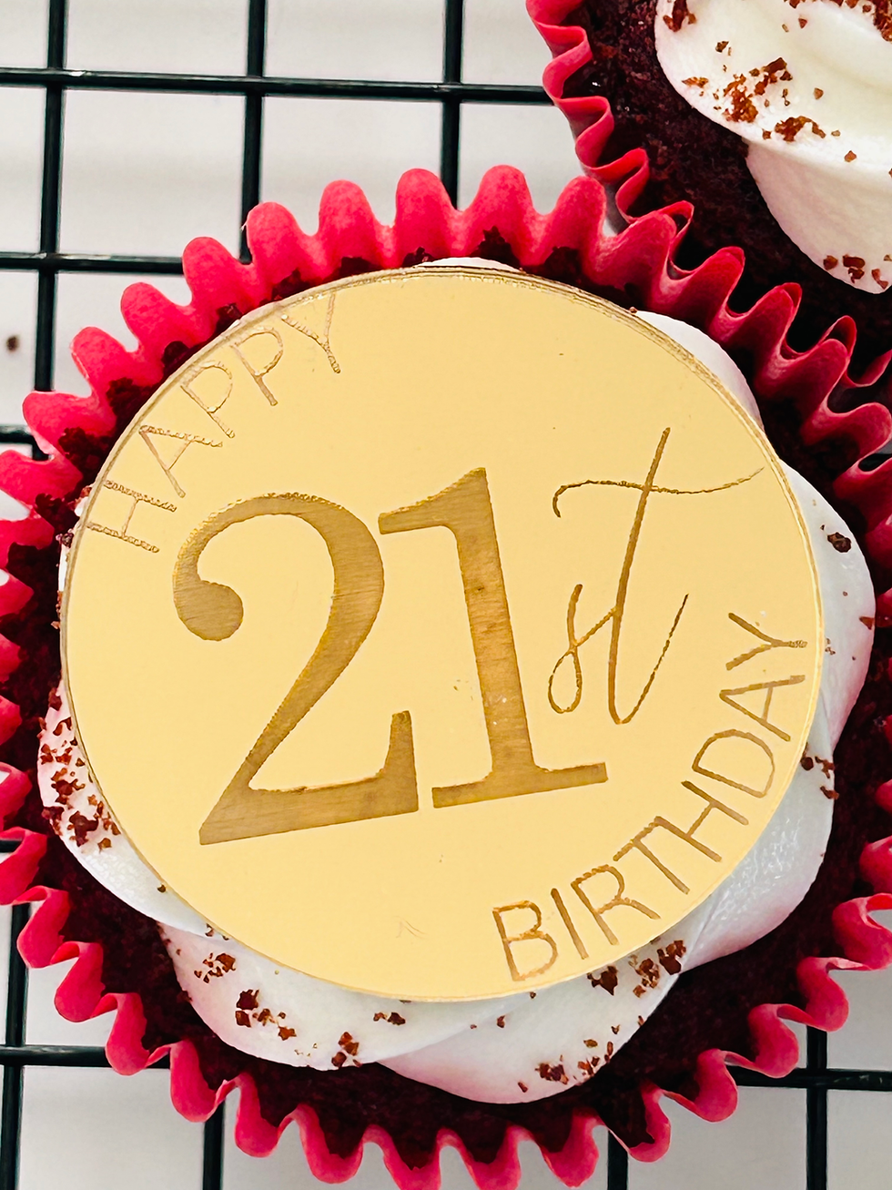 Thumbnail: Happy 21st Birthday acrylic cake charm, cake disc, cake topper, birthday charm