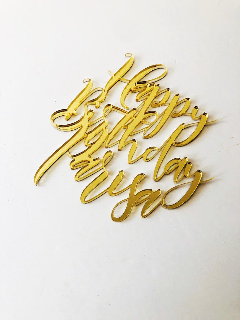 Thumbnail: Personalised Name Gold Mirror Acrylic Birthday Cake Charm