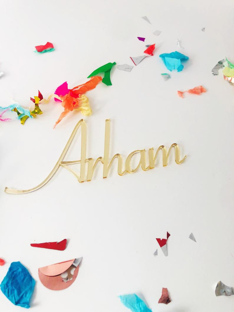 Thumbnail: Personalised Rose Gold Mirror Acrylic Name Cake Charm