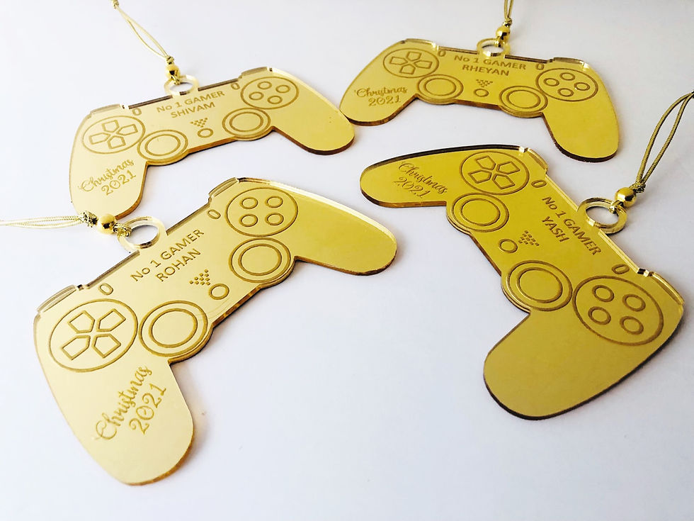 Thumbnail: Christmas Personalised GAMER Gold Mirror Acrylic Bauble
