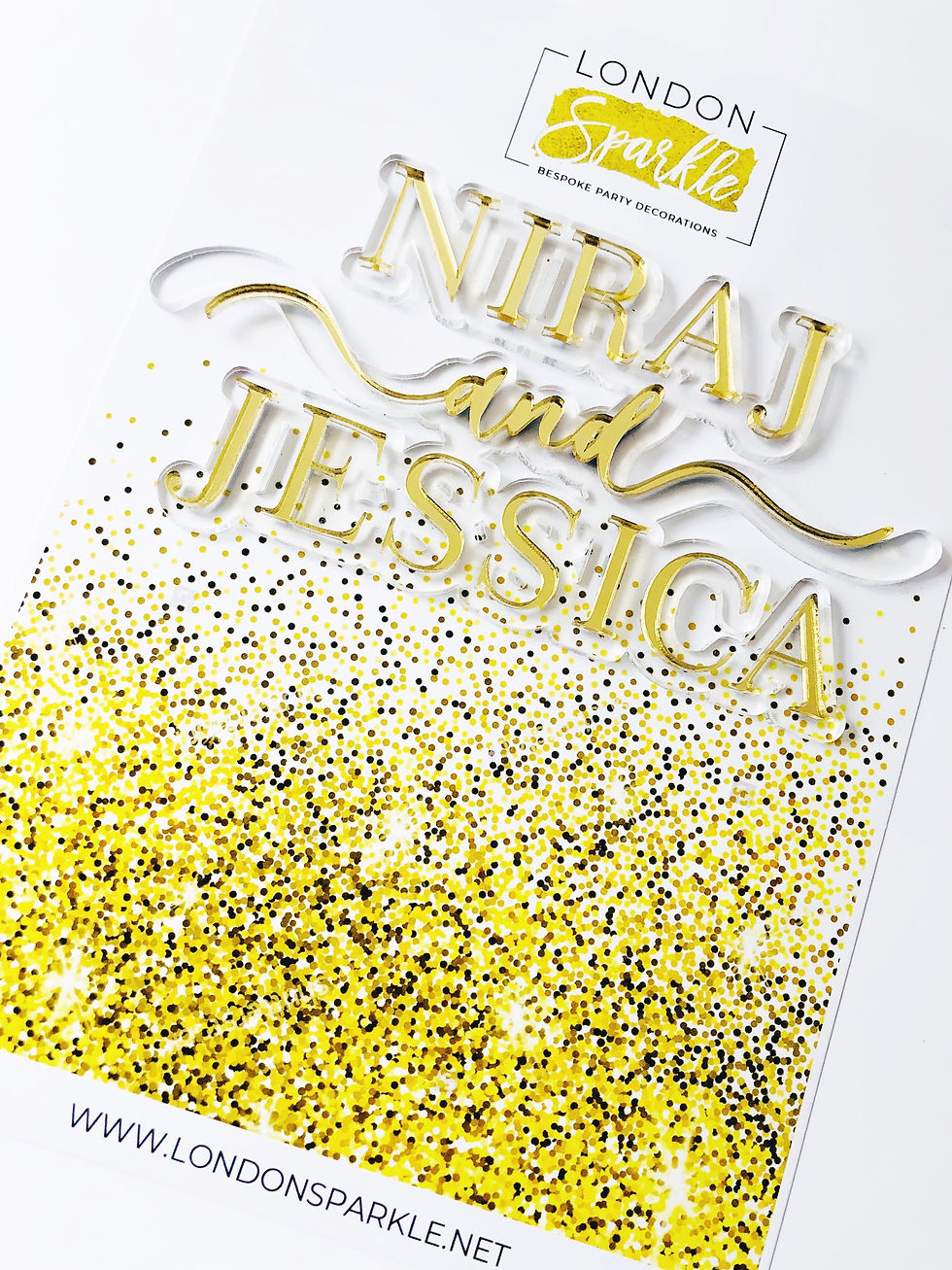 Thumbnail: Personalised Double Layer Wedding Acrylic Cake Charm