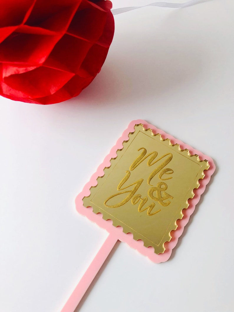 Thumbnail: Valentine Mini Gold Mirror Acrylic Cake Topper