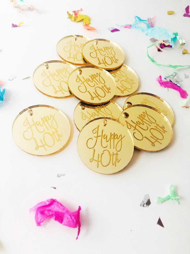 Thumbnail: Pack of 10 Custom Engraved  Gold Mirror Acrylic Gift Tag