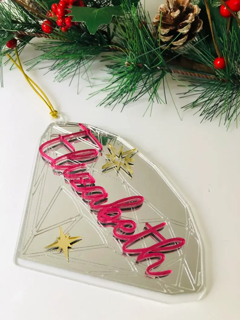 Thumbnail: Personalised Diamond Christmas Bauble Mirror Acrylic