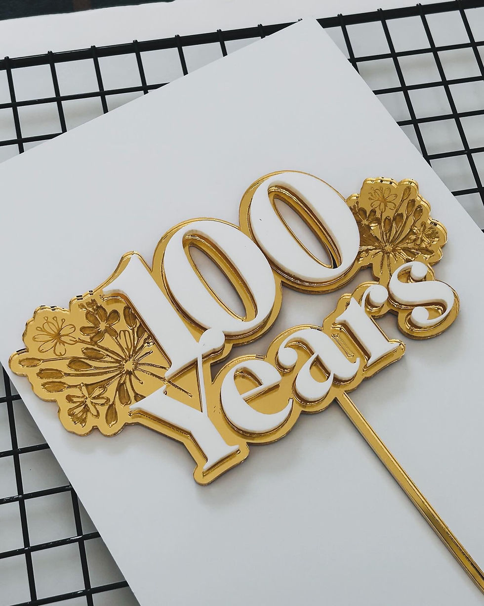 Thumbnail: Personalised Gold Mirror Acrylic Cake Topper