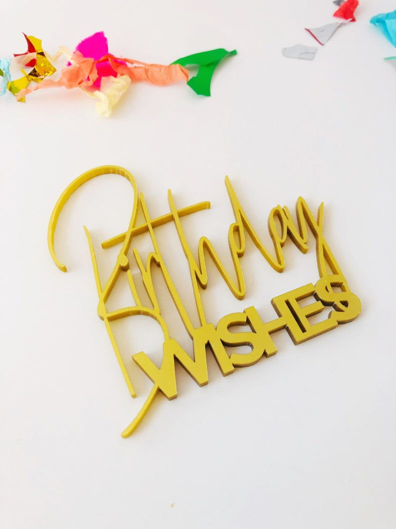 Thumbnail: Birthday Wishes Gold Acrylic Name Cake Charm