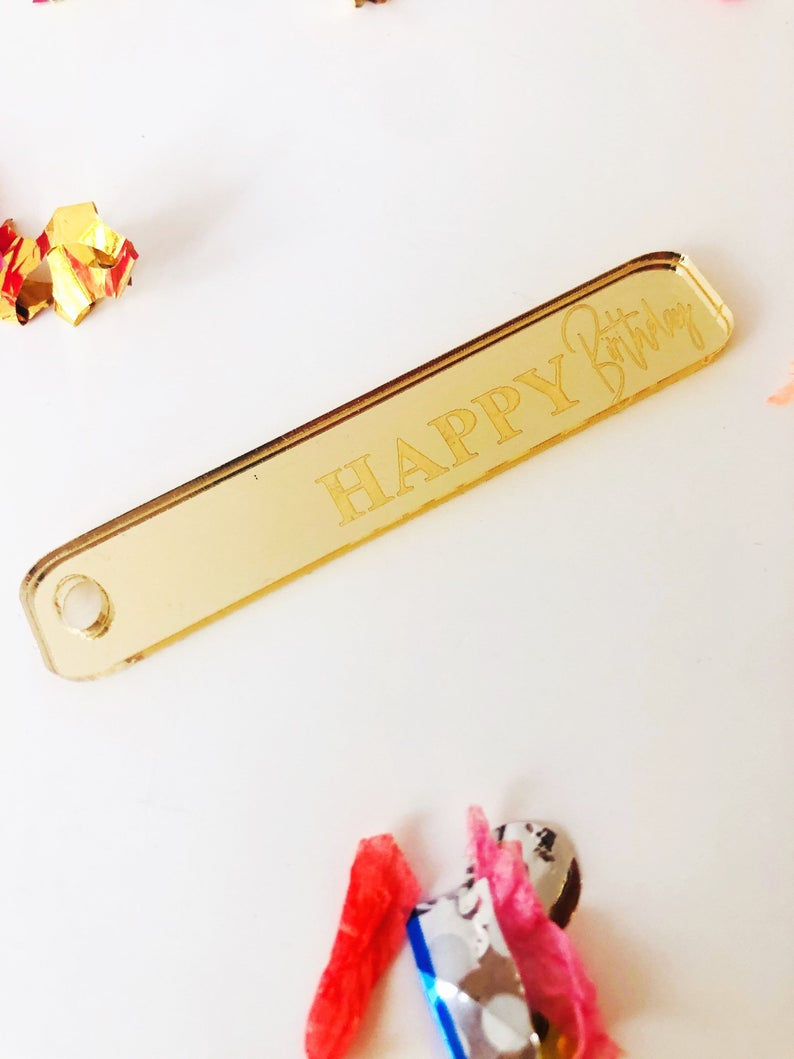 Thumbnail: Happy Birthday Gold Mirror Acrylic Gift Tag