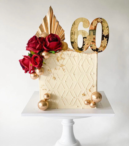 60 Gold mirror Birthday Cake Topper Numbers | Londonsparkle