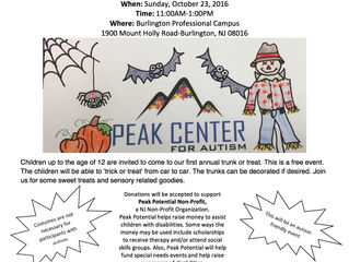 Join Us For Our First Annual Autism Friendly Trunk or Treat on October 23rd, 2016!