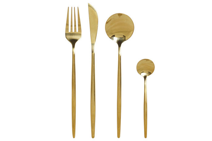 Thumbnail: CUTLERY SET x 4 INOX 3X1,5X13 3MM GOLDEN