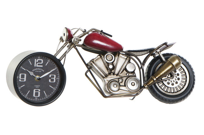 CRYSTAL IRON TABLE CLOCK MOTORCYCLE