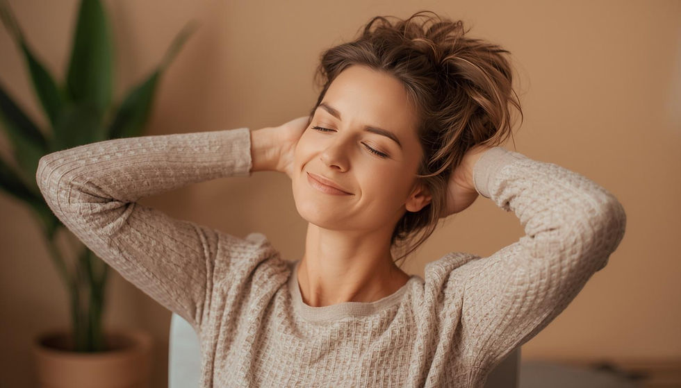 a woman feeling better after using pressure points for menstrual pain relief