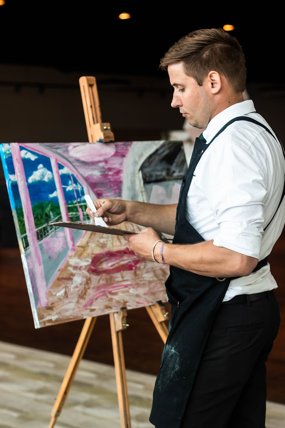 Live painter at wedding ceremony at Noah Liff Opera Center