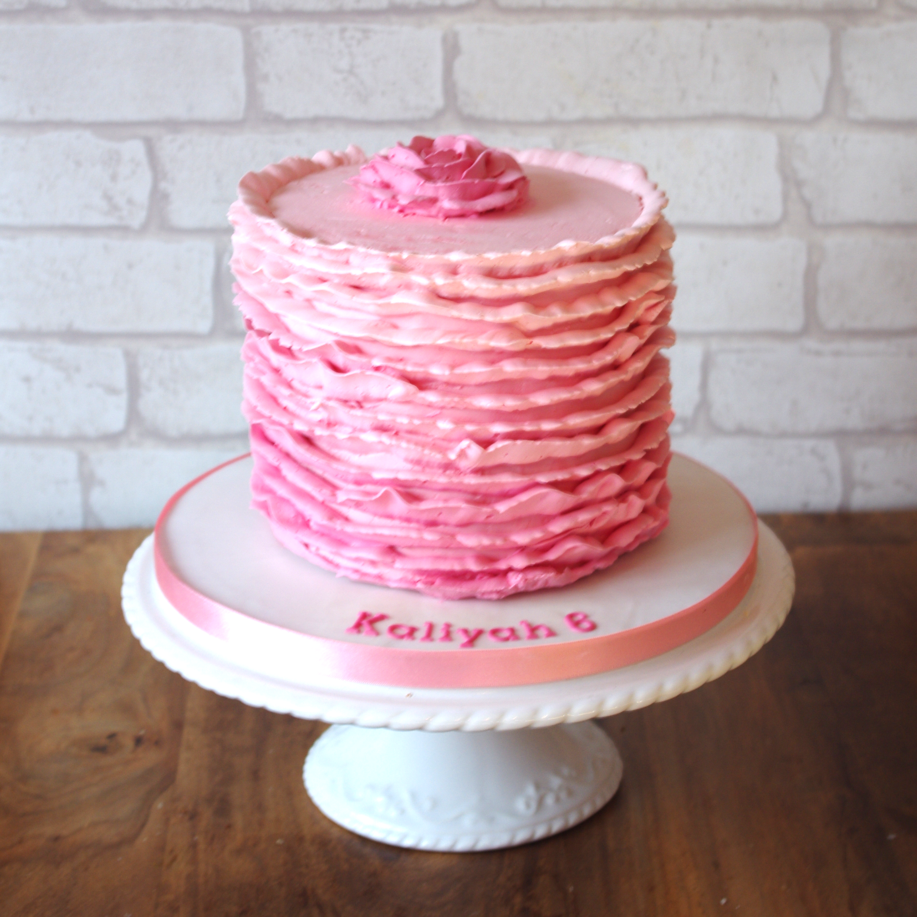 Buttercream ruffle ombre cake
