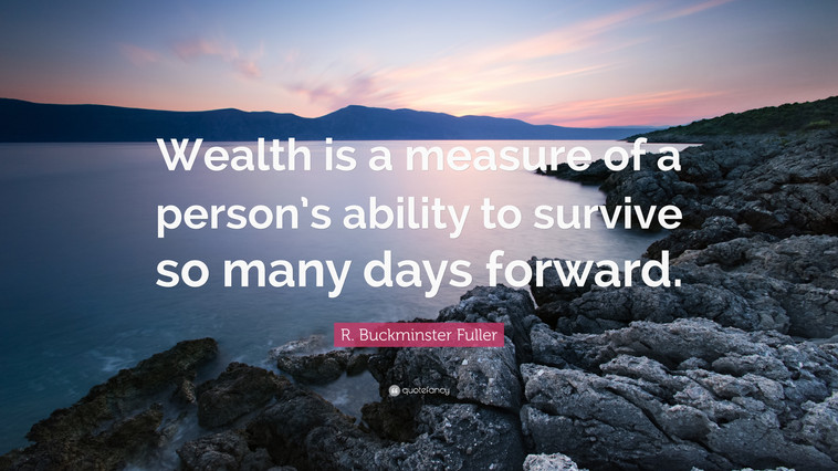 Wealth is a measure of a person’s ability to survive so many days forward!
