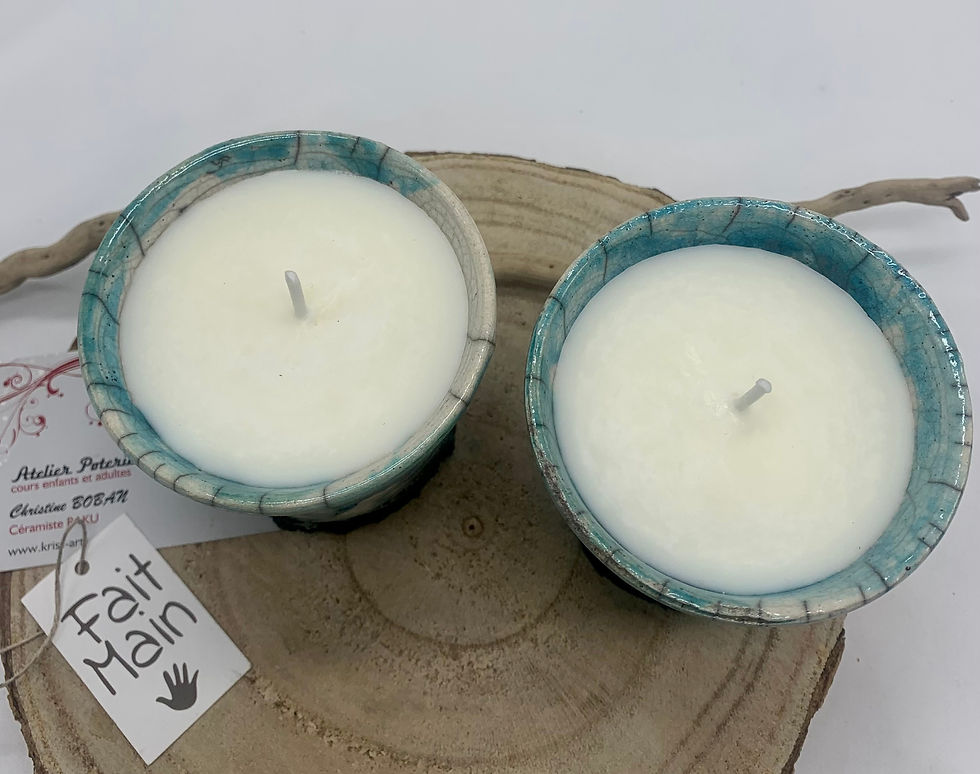 Miniature : Bougie  "Amande-Mimosa"  teinte vert turquoise