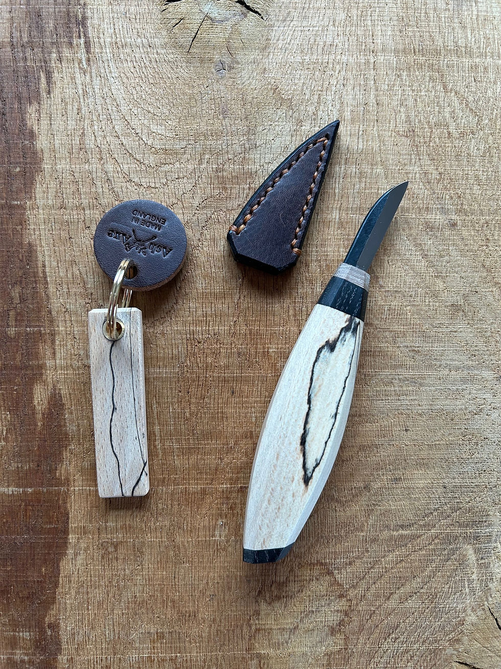 Spalted beech carver