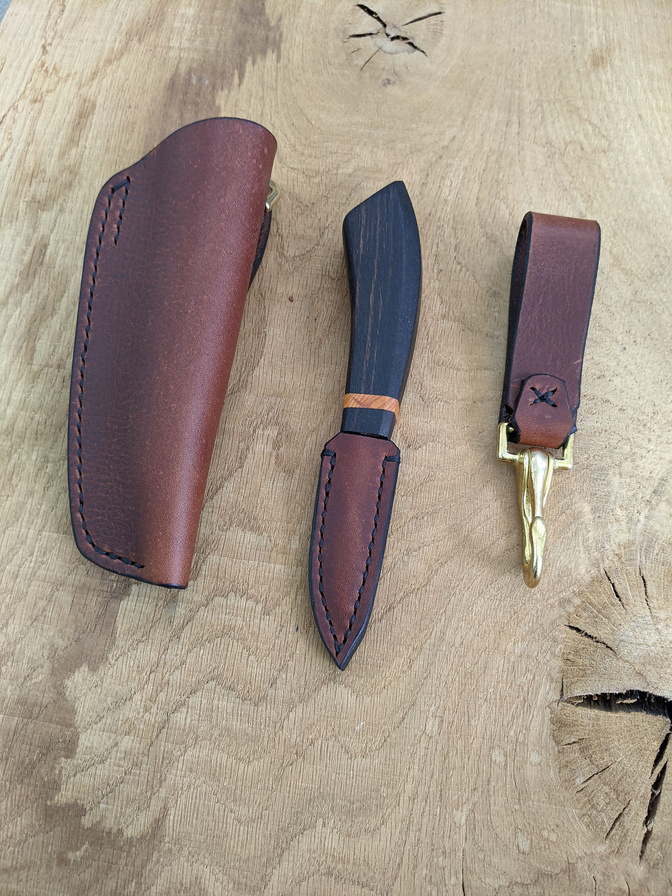 Thumbnail: Stunning bog oak knife set