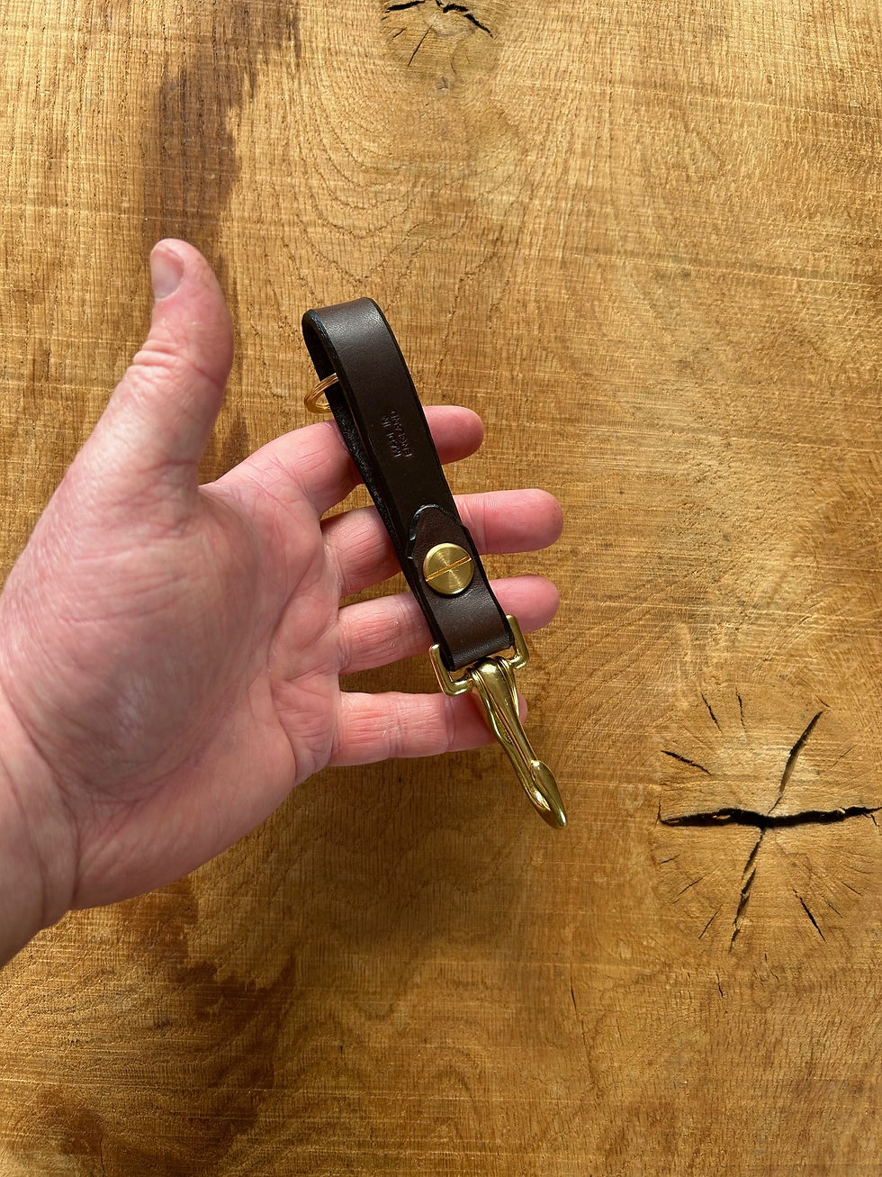 Thumbnail: Brass & Leather keychain/beltloop