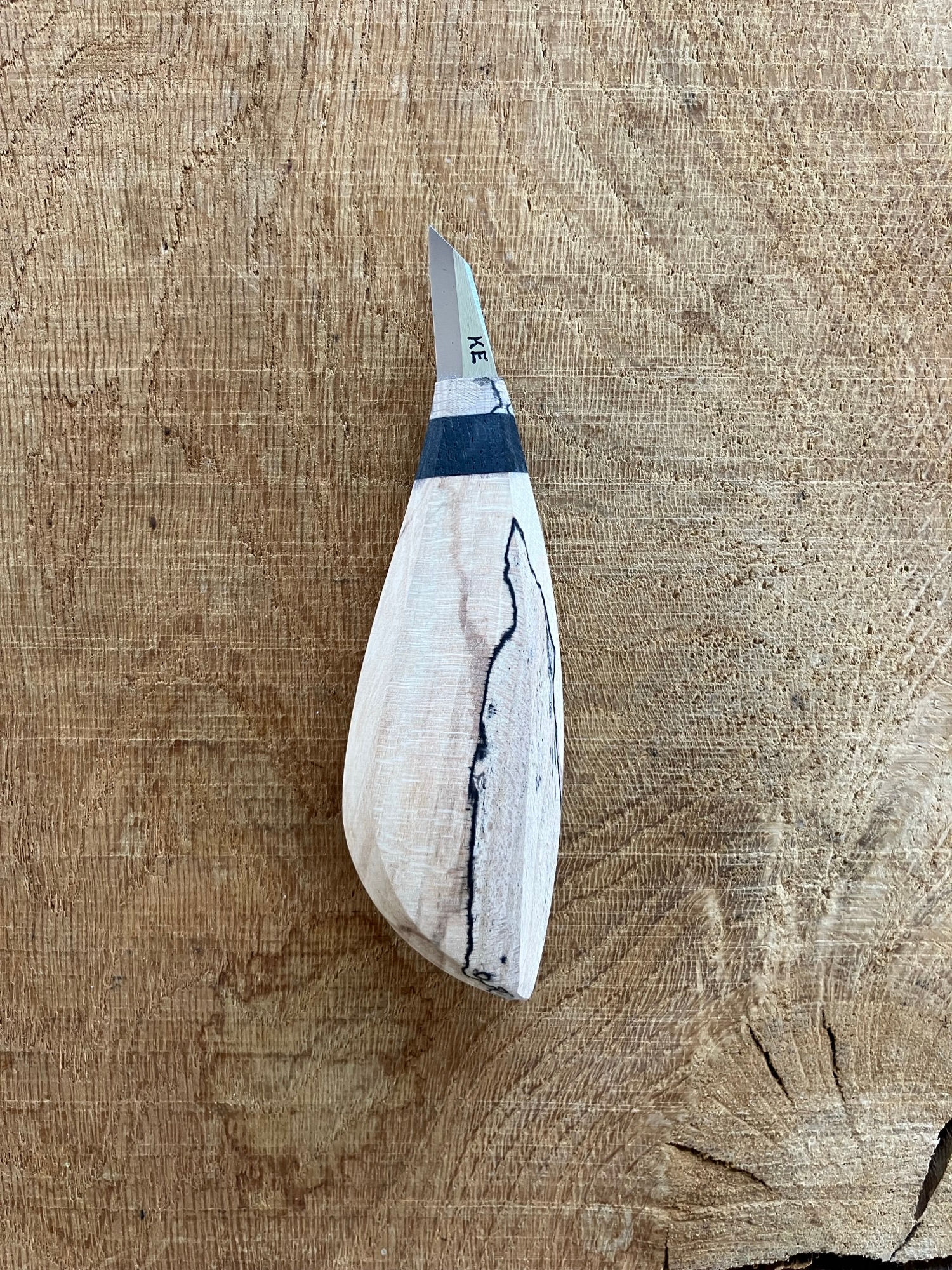 Spalted beech carver