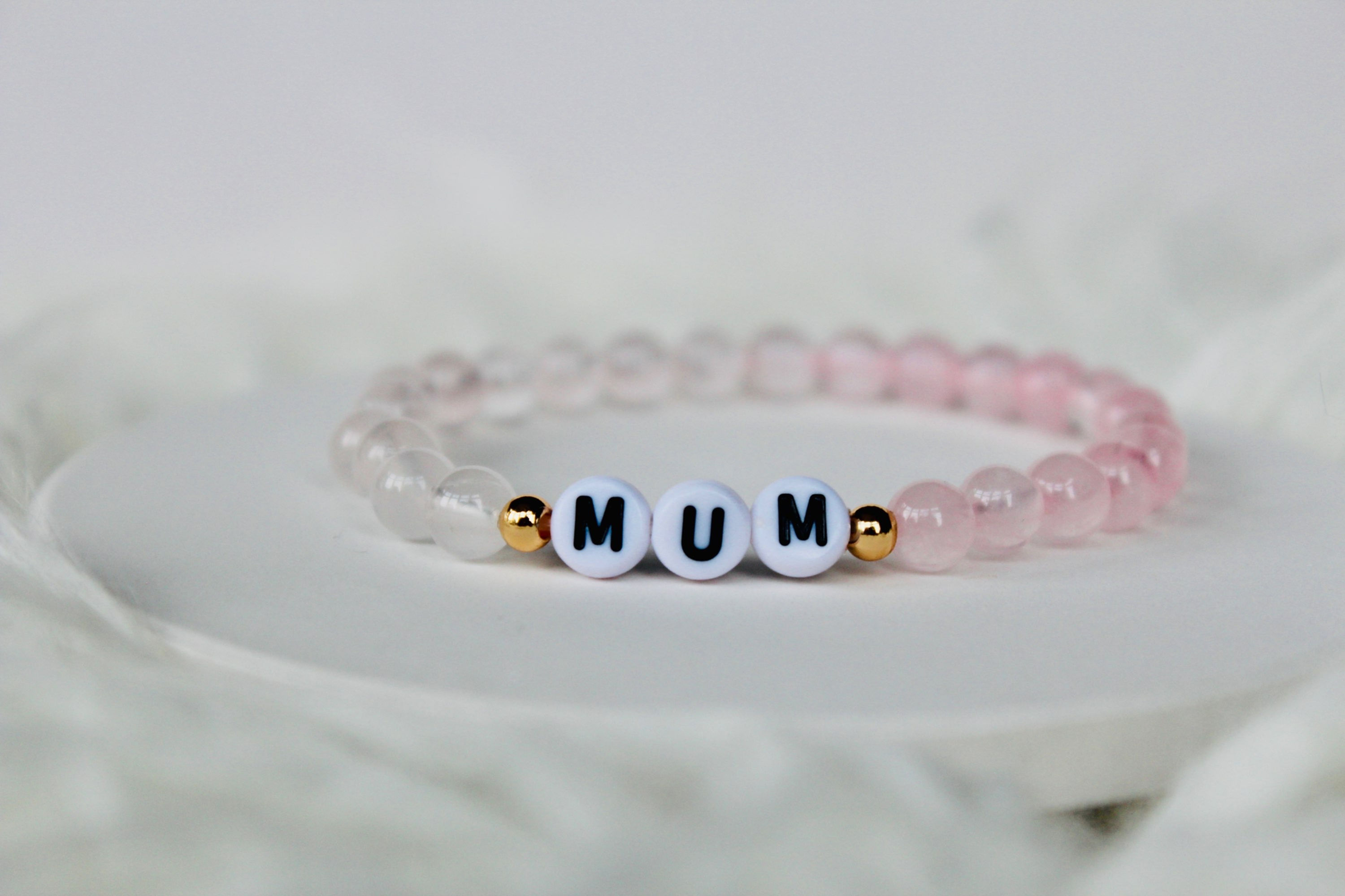 Rose quartz personalised name bracelet 