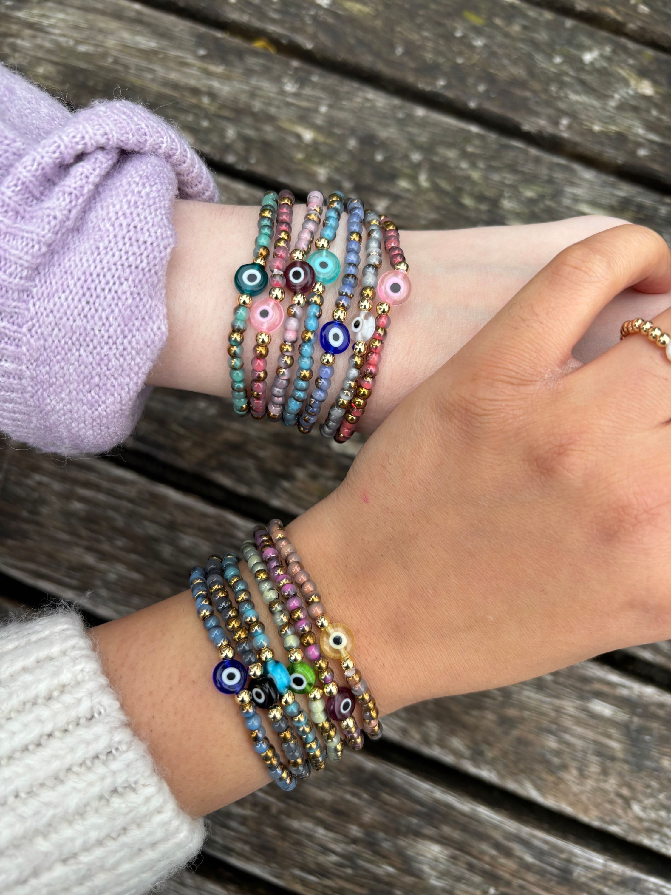 Evil eye two-tone bracelets