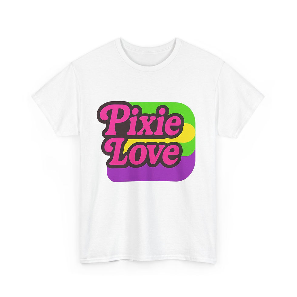 Thumbnail: 90’s themed Pixie Love Tee, retro style, bold fun tee