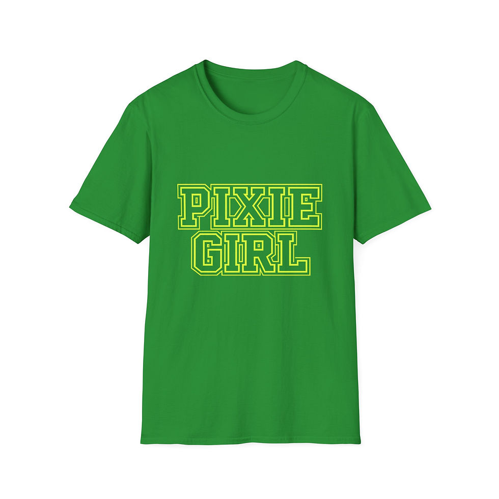 Thumbnail: T-Shirt — 'PIXIE GIRL' Neon Campus Graphic Tee
