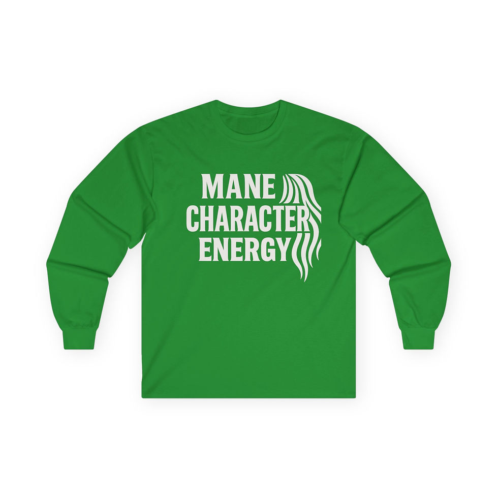 Thumbnail: Long Sleeve Tee  Mane Character Energy Design -  for Hair Lovers, Casual Wear,