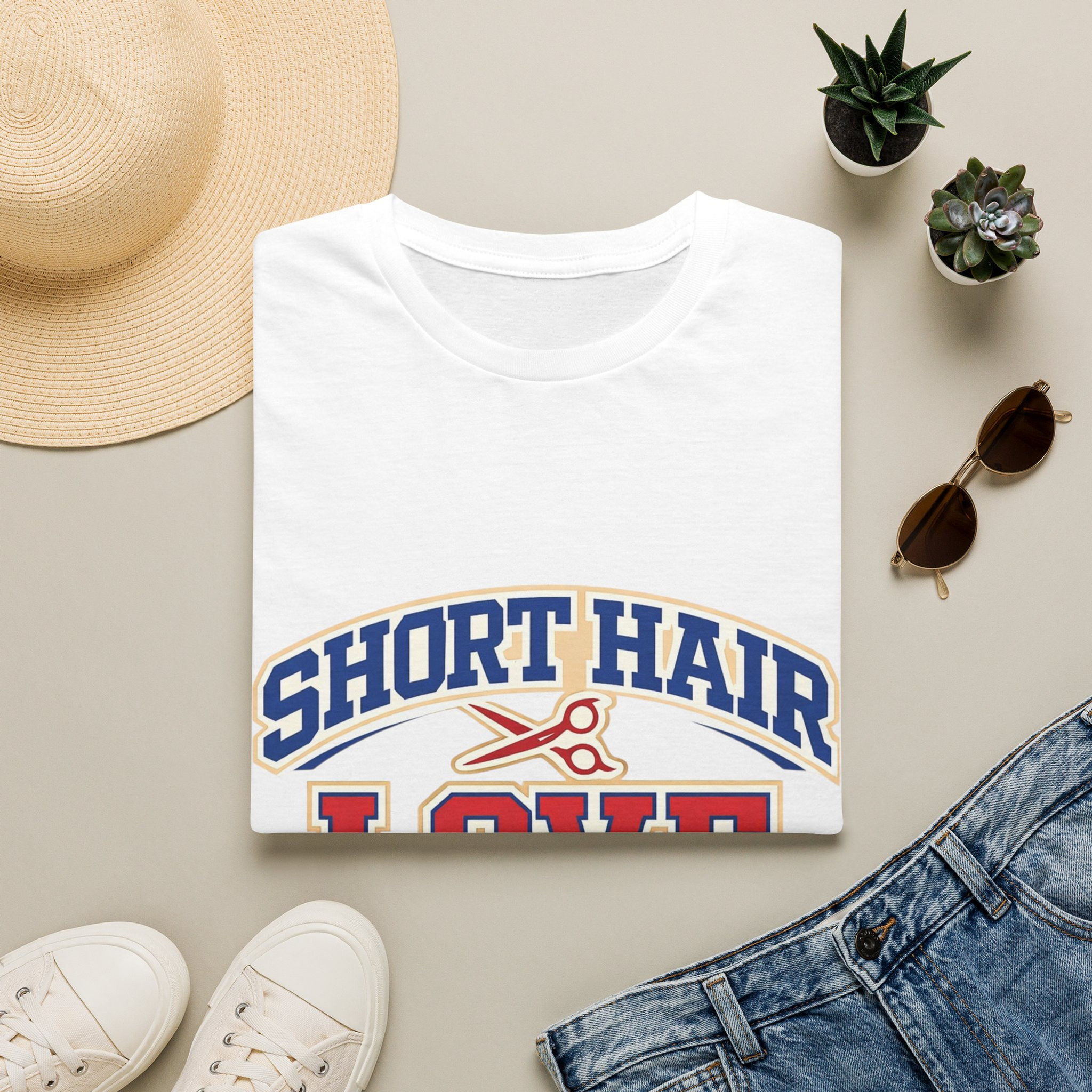 Short Hair Love T-Shirt — Retro Scissors Graphic Tee for Short-Haired Fans